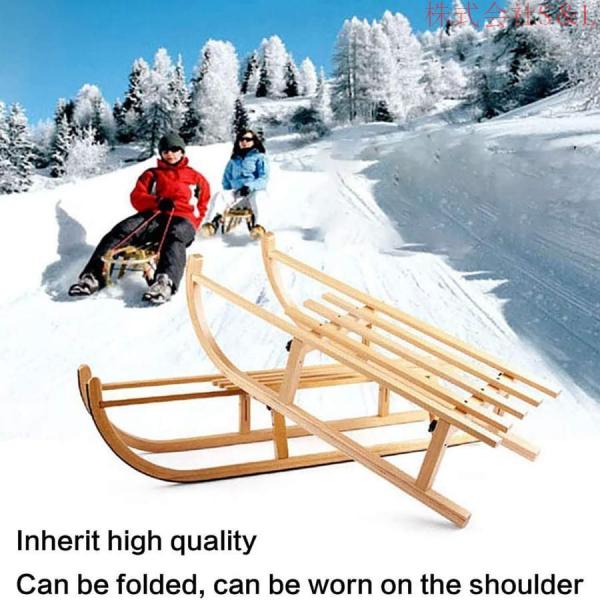 折りたたみ式雪そり、大人と子供用の木製スキーそり、冬の屋外スキー
