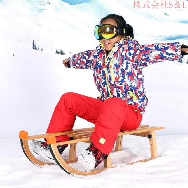 折りたたみ式雪そり、大人と子供用の木製スキーそり、冬の屋外スキースノーレーサー 株式会社S＆Lブナ材で作られたフレーム、35.4*14.9*10.6インチ、220ポンド 折りたたみ式雪そり、大人と子供用の木製スキーそり、冬の屋外スキー