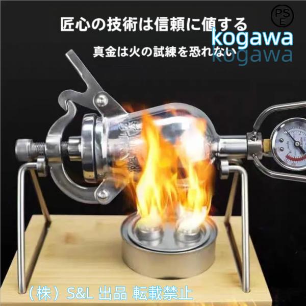 高圧ポップコーンメーカー機械小型ステンレス鋼製の焙煎ポップコーンマシンマニュアルクランクハンドルガス加熱家族の集まりのための圧力計のゆっくりブーストを