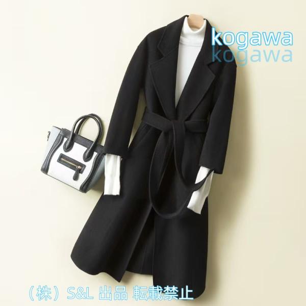 上品ロングコート ハーフコート　ウール リバーコート　ダブルフェイスコート　株式会社S＆L一枚仕立て　ベージュ　レッド　S?XＬ　上品　大人