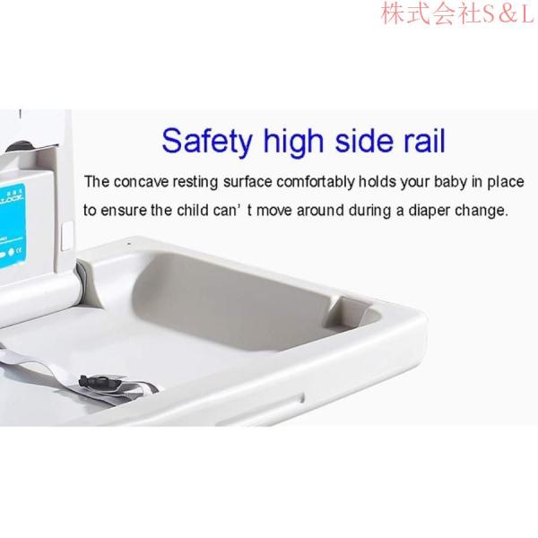 おむつ交換台 壁掛け - 商業トイレ、20 kgの負荷のための安全ストラップ付き横置き折りたたみ式おむつ交換台_3