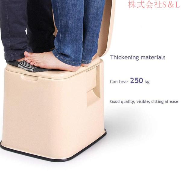正方形の家庭用屋外ポータブルトイレ滑り止めポータブルトイレは、高齢者、株式会社S＆L 子供、動きにくい人に適しています 白