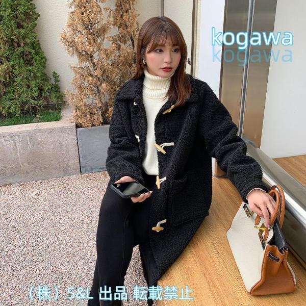 大きいサイズ レディース ダッフルコート ロング丈 株式会社S＆L 中綿入り 黒 メルトン ラグラン袖 冬 LL 3L 4L 5L ブラック