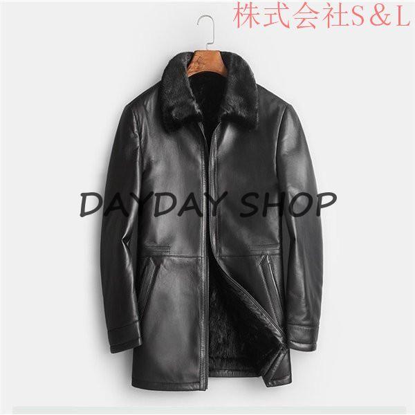 新品SALE ラム革 シープスキン ラム革 コート メンズ 男性 通勤 ビジネス リアルレザージャケット 裏ファーミンク 高級品 株式会社S＆L防寒 秋冬 真冬_1