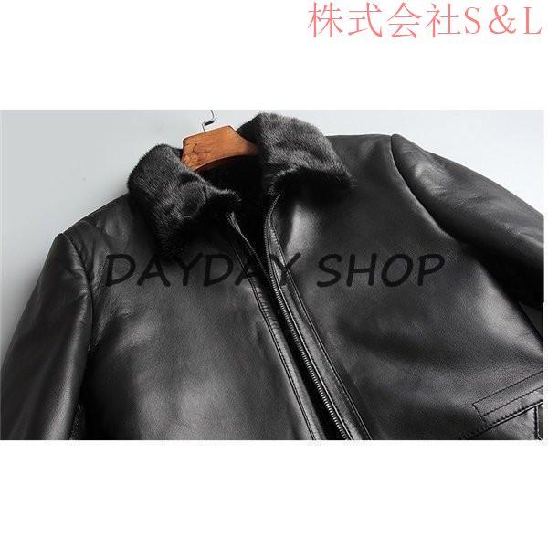 新品SALE ラム革 シープスキン ラム革 コート メンズ 男性 通勤 ビジネス リアルレザージャケット 裏ファーミンク 高級品 株式会社S＆L防寒 秋冬 真冬_4