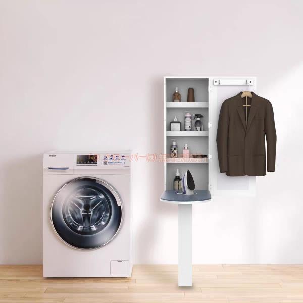 -アイロン台 壁のアイロン台のキャビネット、家のための折りたたみ式アイロン収納ステーション、アパート＆スモールスペース、ミラーのドア付きリリースレバー