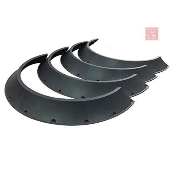 逆反り オーバーフェンダー 汎用 4枚 セッ ト 軽量 PP製/出幅 80mm 艶消し 黒 マット ブラック ワイド_1