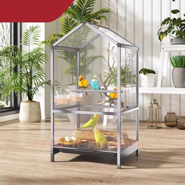 鳥かご 鳥ケージ 大型 豪華セット 高級透明アクリル 鳥籠 大きいケージ バードケージ オープン大空間 オウムケージ お掃除簡単 はしご 止まり木 ブランコ付き 文