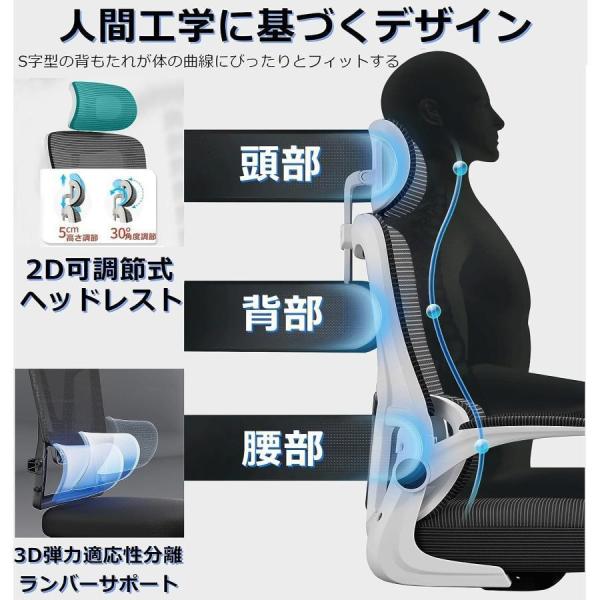 オフィスチェア メッシュ 椅子 テレワーク 疲れない デスクチェア 人間工学 ロッキング S字立体背もたれ 跳ね上げ式アームレスト 高反発座面_13