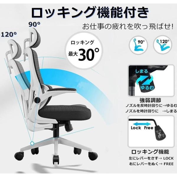 オフィスチェア メッシュ 椅子 テレワーク 疲れない デスクチェア 人間工学 ロッキング S字立体背もたれ 跳ね上げ式アームレスト 高反発座面_15