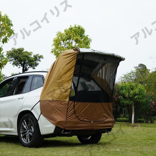 車 バックドアテント 車連結 通気性優れ車 テント旅行用テント 簡単設置 車 車中泊 メッシュ テント おくがい 室内テント 暖房テント ソロー タープ_10