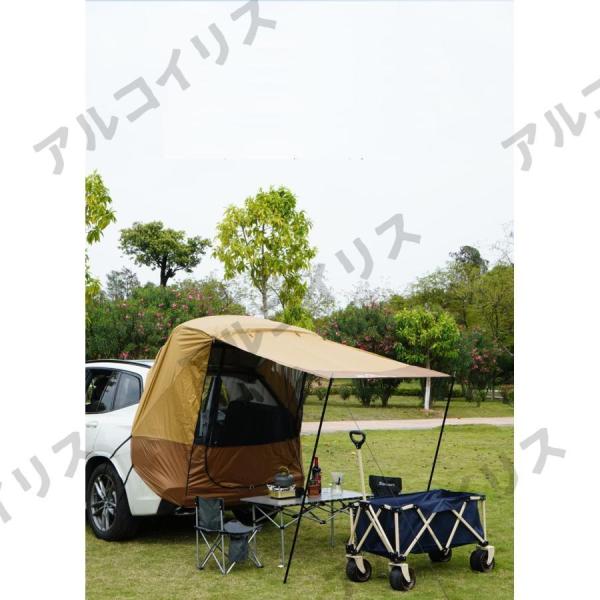 車 バックドアテント 車連結 通気性優れ車 テント旅行用テント 簡単設置 車 車中泊 メッシュ テント おくがい 室内テント 暖房テント ソロー タープ_3