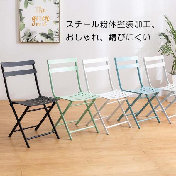 ガーデンテーブルセット アイアン 雨ざらし おしゃれ 雨に強い 完成品 折りたたみ ベランダ チェア3点 庭テーブル 組立不要 直径60cm 2人掛け 屋外 セット_8