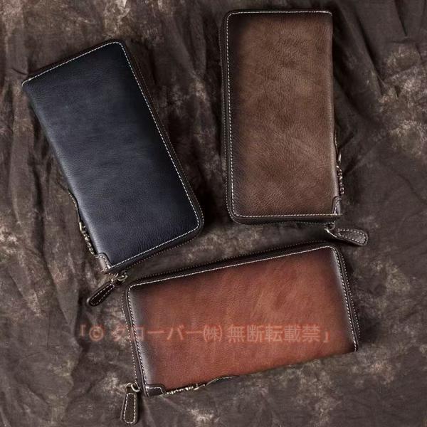 復古 財布メンズ 長財布 レザー 革 本革 牛革コードバン ギフトさいふ 仕分け収納 ウォレット 多機能 大容量 男性 ギフト 紳士用 プレゼント
