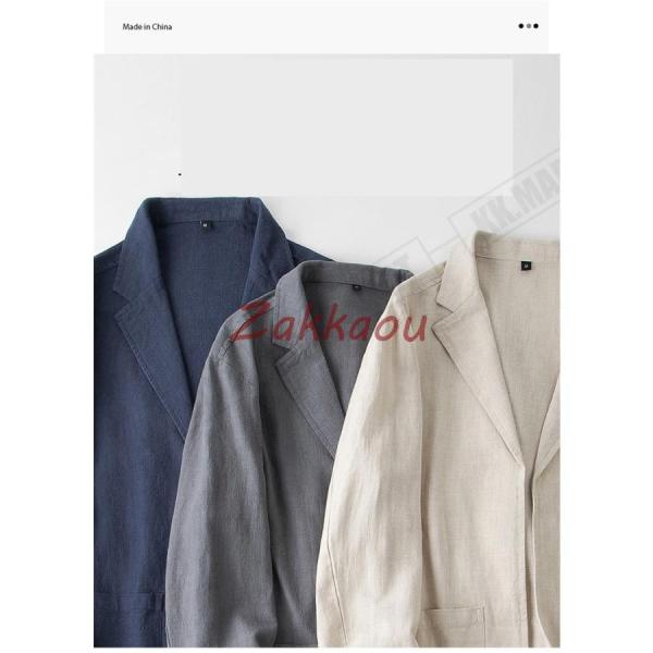 麻ジャケット メンズ 春夏用 綿麻 清涼 テーラードジャケット サマージャケット ビジネス リネンジャケット 春夏 父の日_9