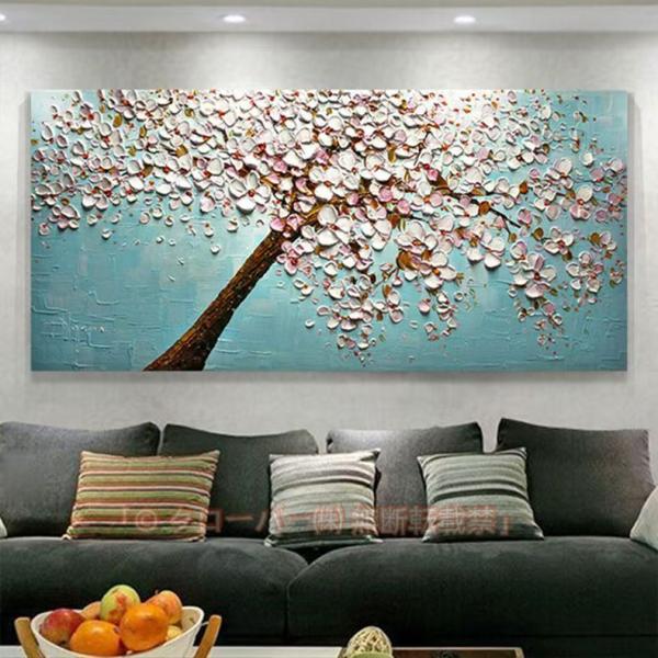 油絵 絵画 寝室 玄関 飾り 壁掛けインテリア美術品 風景絵 木の絵 印象派
