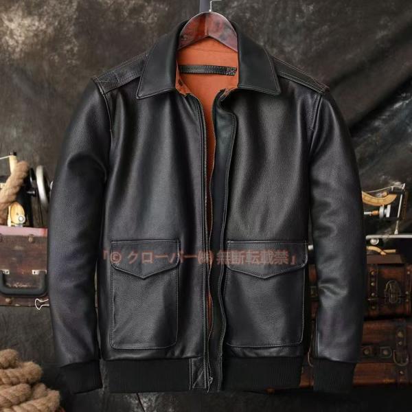ヨーロッパ　A2　空軍　フライトジャケット　メンズ　スリム　ショート　上層牛革　本革　青年革ジャン ワッペン レザージャケット 本革コート