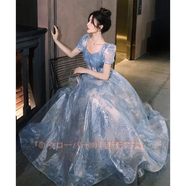 ロングドレス 半袖 カラードレス パーティードレス 演奏会 結婚式 フォーマルドレス 二次会 花嫁 ロングドレス 発表会 ブライズメイドドレス 青 披露宴 カラードレス ピンク ロングドレス 半袖 演奏会用ロングドレス