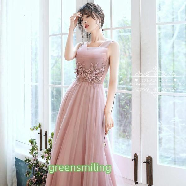 カラードレス ファスナー パーティードレス 演奏会 ロングドレス ピンク スレンダードレス ノースリーブ 結婚式 二次会 発表会 コンサート ウェディングドレス_2
