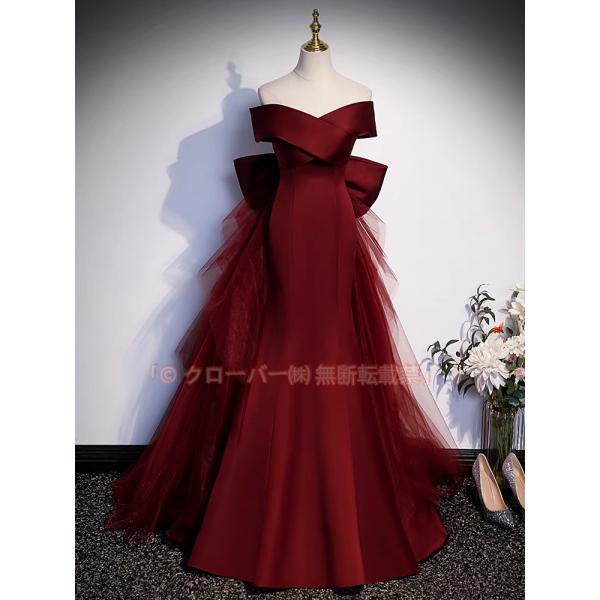 カラードレス 2way ワインレッド ブラック 前撮り 赤 黒 ロングドレス 結婚式 二次会 発表会 演奏会 ウェディングドレス ウエディングドレス マーメイドドレス