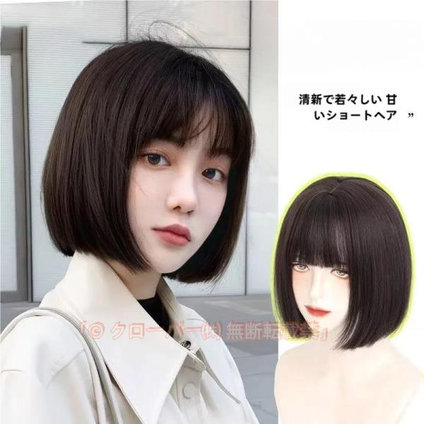 ウィッグ 自然な人毛100%フルウィッグ 人毛 自然 医療用 円形脱毛症 ボブ ミディアム ショート レディース