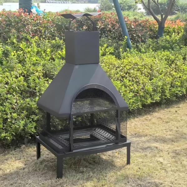焚き火台 ファイヤーピットテーブル カバー付き大型焚き火台 BBQグリル バーベキューコンロ 焼肉 テーブル 大人数 七輪 家庭用 アウトドア 暖炉 キャンプ用コン_1
