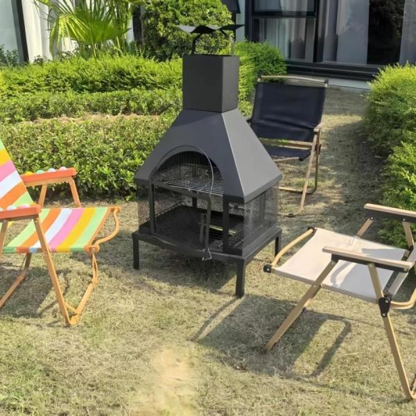 焚き火台 ファイヤーピットテーブル カバー付き大型焚き火台 BBQグリル バーベキューコンロ 焼肉 テーブル 大人数 七輪 家庭用 アウトドア 暖炉 キャンプ用コン_2