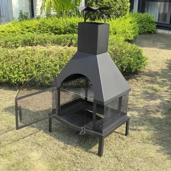 焚き火台 ファイヤーピットテーブル カバー付き大型焚き火台 BBQグリル バーベキューコンロ 焼肉 テーブル 大人数 七輪 家庭用 アウトドア 暖炉 キャンプ用コン_3