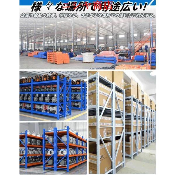 スチールラック 業務用 倉庫収納ラック 4段 メタルラック 耐荷重500KG 収納 棚 ラック 組立簡単 高さ調節可能 連結可能 オープンシェルフ 物置 作業台 (ブルー_7