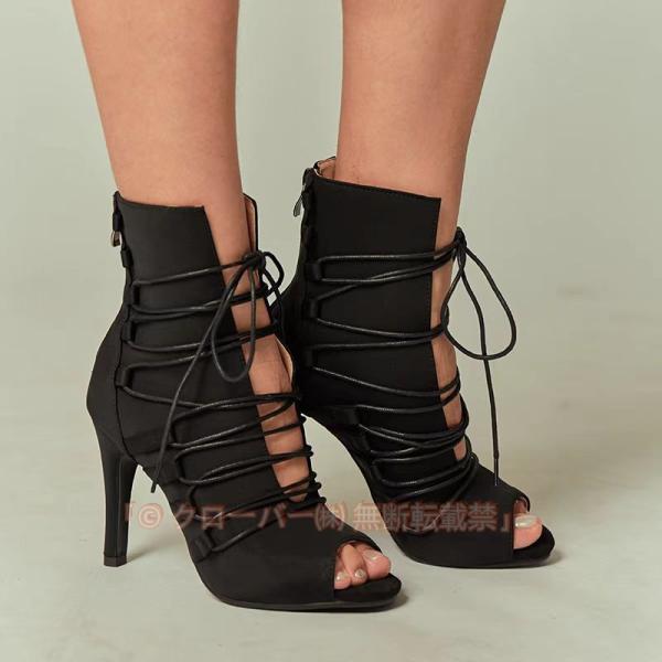 サマーブーツ レディース ブーツサンダル ピンヒール 歩きやすい ヒール7cm/9cm バックファスナー 大きいサイズ 小さいサイズ おしゃれ メッシュ オープントゥ