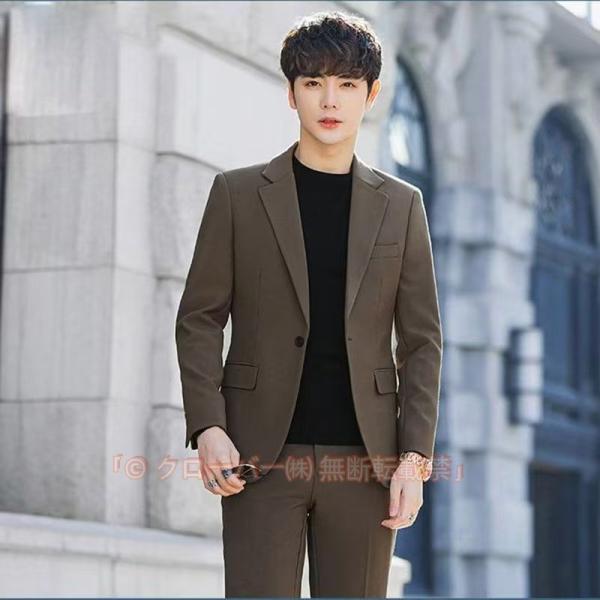 スーツ メンズ スリム ビジネス カジュアル スラックス 秋冬春 結婚式 卒業式 卒園式 パパ セレモニー 入社式