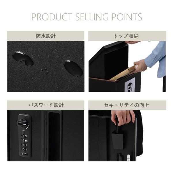 ポスト 置き型 宅配ボックス付き スタンドポスト おしゃれ 一戸建て用 大型 郵便受け スタンドポスト 置き配 シンプル 玄関_2