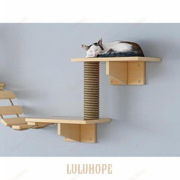 キャットウォーク キャットタワー キャットステップ 木製 壁掛け 猫用 猫家具 猫ハウス 省スペース インテリ 壁ハウス 壁取り付け 遊び場 階段