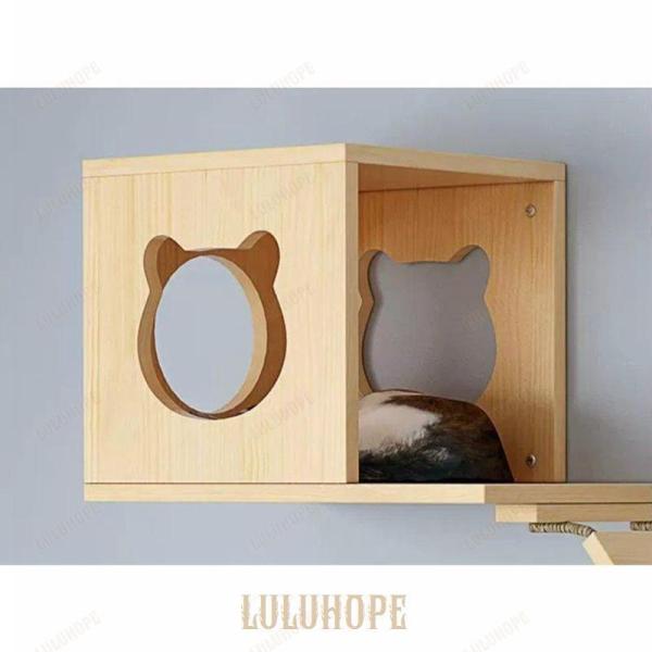 キャットウォーク キャットタワー キャットステップ 木製 壁掛け 猫用 猫家具 猫ハウス 省スペース インテリ 壁ハウス 壁取り付け 遊び場 階段