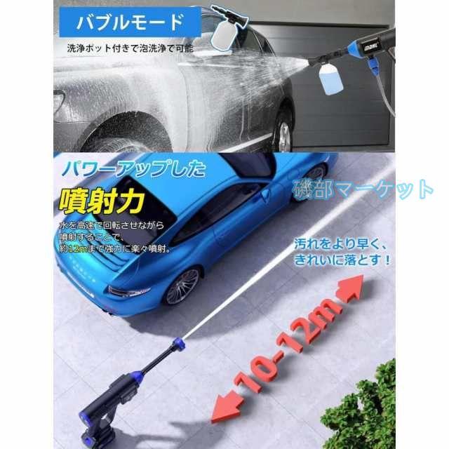 高圧洗浄機 最新発売 コードレス 充電式 12MPa 600W 強力な噴射 8-10M 20000mAh 長時間持続 限定セール 60-80分 コードレス高圧洗浄機 6合1多機能ノズル 自吸式 強力噴射 軽量 家庭用_2