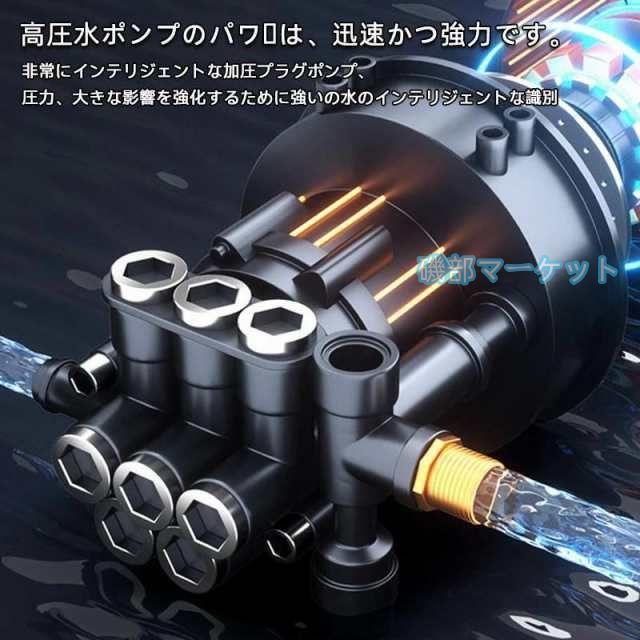 高圧洗浄機 最新発売 コードレス 充電式 12MPa 600W 強力な噴射 8-10M 20000mAh 長時間持続 限定セール 60-80分 コードレス高圧洗浄機 6合1多機能ノズル 自吸式 強力噴射 軽量 家庭用_6