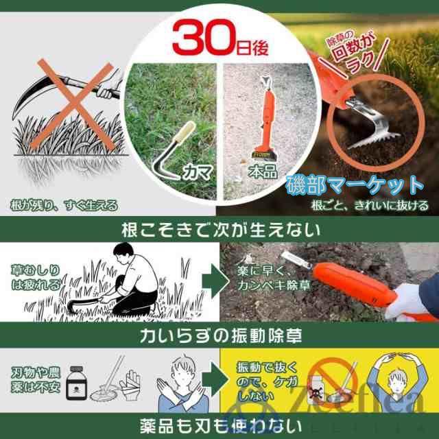 2025新登場 草刈り機 充電式 電動草取り機 電動 根こそぎ除草 バイブレーターコードレ ス 草刈機 草むしり 草取り ブラシレスモーター 草抜き機 雑草 除草 DIY_2