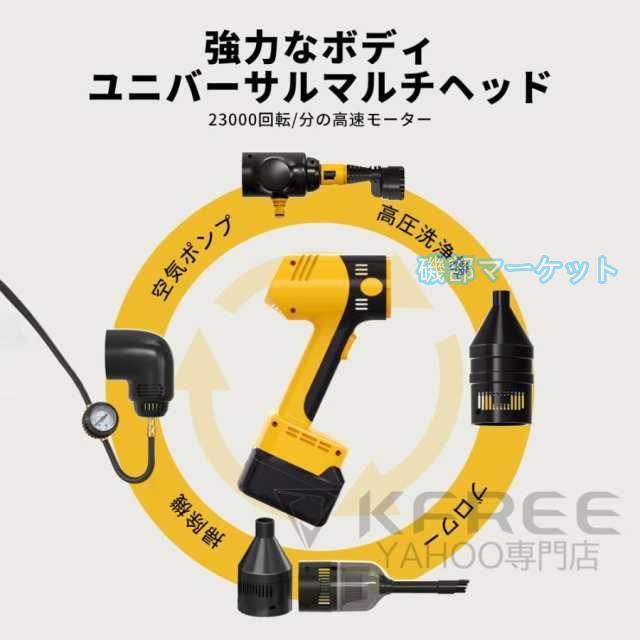 【1台4役】高圧洗浄機 最新発売 コードレス 充電式 多機能 電動空気入れ ブロワー 小型 掃除機 マキタバッテリー互換 限定セール 6in1 強力噴射 自吸タイプ 軽量 家庭用 2025最新_2