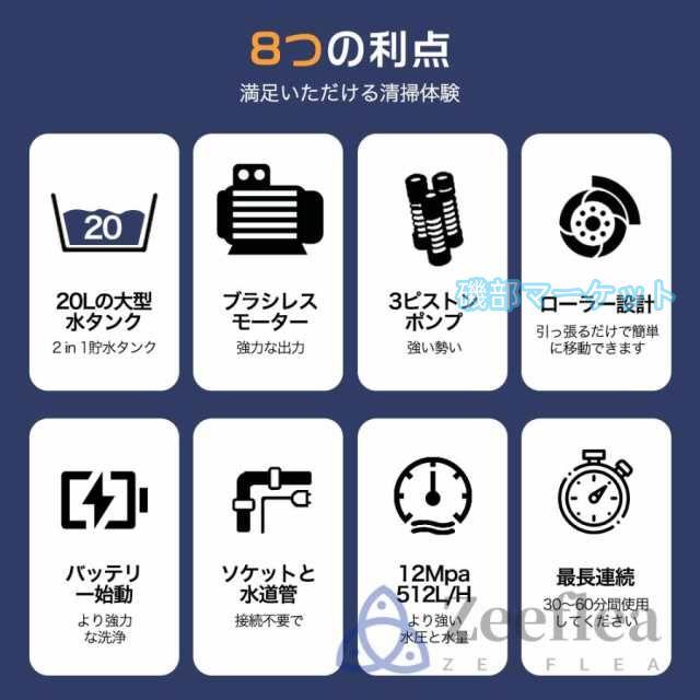 2025新登場 最新発売 高圧洗浄機 タンク式 コードレス 充電式 タンク式高圧洗浄機 業務用 家庭用 20L 限定セール 水道直結 吐出圧力12MPa 軽量 洗車 バッテリー 水圧洗車機 収納 掃除_4