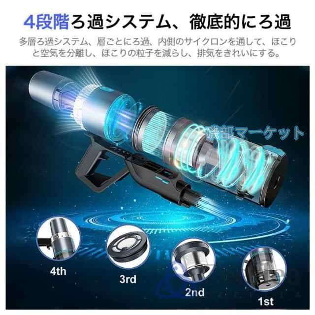 掃除機 最新発売 コードレス 軽量 強力吸引 充電式 4WAY 50000pa ブラシレスモーター 着脱式バッテリー 限定セール 家庭用 LEDライト搭載 スティック型 クリーナー 静音 省エネ 車用_5