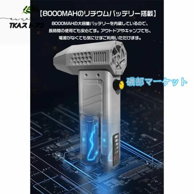 ミニジェットファン ブロアー ハイパワー電動送風機 洗車 強力 エアダスター ジェットブロワー 電動 140000RPM USB充電 軽量 ターボ送風機 雪対策 62m/s_7