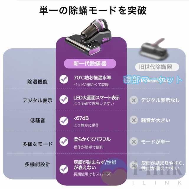 布団クリーナー 最新発売 32kPa強力吸引 60℃の温風 UV除菌 18cm吸引口 HEPAフィルター 0.9L大容量ダストカップ ダニ掃除機 アレルゲン 限定セール 花粉 ハウスダスト ベッド ソファ