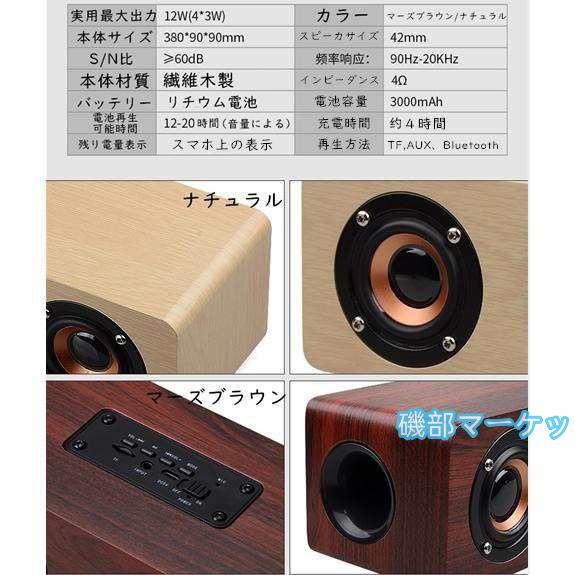 最新発売 スピーカー ブルートゥース スピーカー bluetooth ワイヤレス テレビ 木調 目覚まし 時計 AUX ウッド 限定セール ぶるーとぅーす すぴーかー 置き時計_1