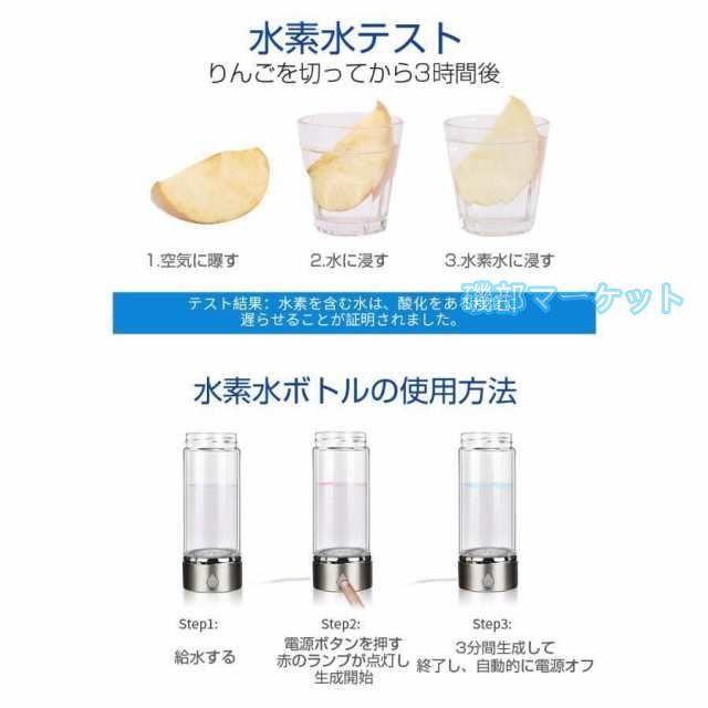 水素水生成器 最新発売 携帯用 水素水ボトル 420ml 3min生成 USB充電式 高濃度水素水 持ち運び便利 LEDランプ付き 限定セール 美容 健康 トレーニング 運動 フィットネス_5