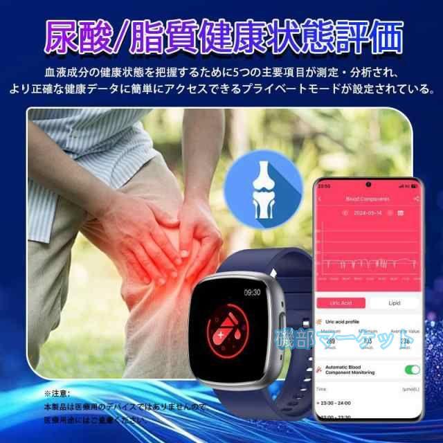 スマートウォッチ 最新発売 日本製 センサー 血圧測定 ECG心電図 通話機能 血中脂質 尿酸 限定セール AI診断 体温 高精度心拍数 血中酸素 睡眠監視 着信通知 24時間健康管理 SOS機能_14