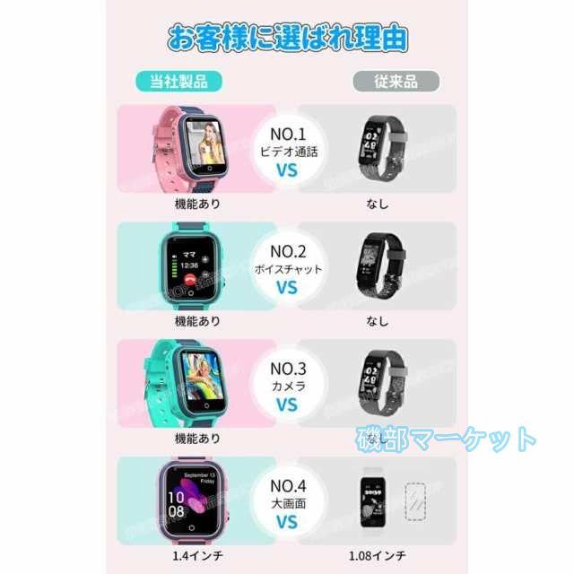 キッズ 最新発売 スマートウォッチ 子供用 通話機能 キッズ携帯 SIM GPS 男の子 限定セール 女の子 安全 カメラ 自撮り ゲーム 音楽 IP67防水 クリスマス 誕生日 プレゼント ギフト_5