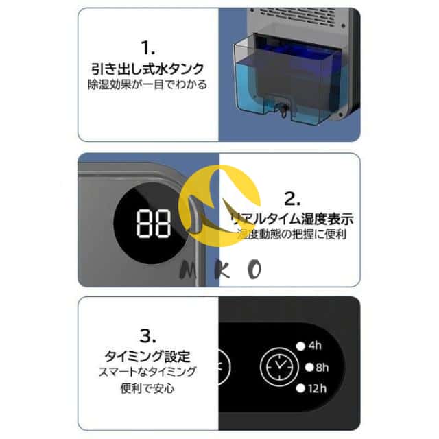 除湿機 小型 空気清浄機 除湿器 衣類乾燥 除湿乾燥機 コンプレッサー式 2.4L 強力 コンプレッサー 乾燥器 省エネ 大容量 家庭用 静音 リモコン ディスプレイ搭載