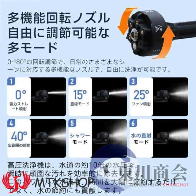 高圧洗浄機 コードレス 充電式 バッテリー互換対応 家庭用 業務用 3段階調整 6in1 軽量 8.0MPa ポータブル 強力噴射 自吸式 洗車機 電動工具