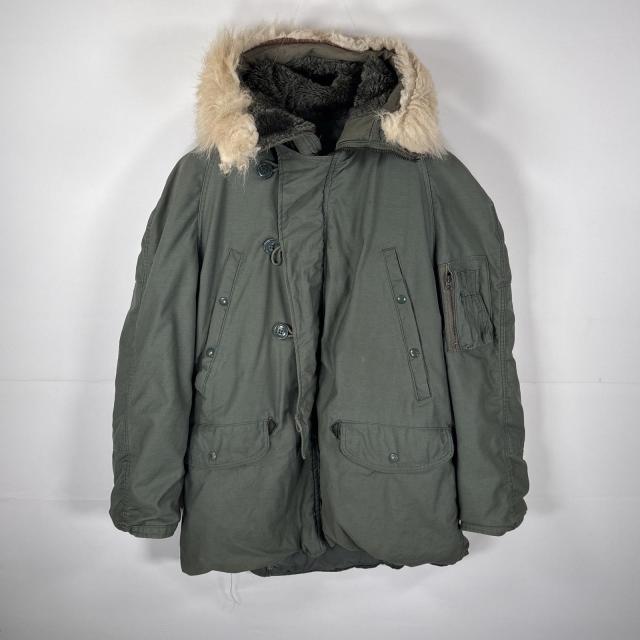 古着 80s/80年代 ミリタリージャケット N-3B　オリーブグリーン 米軍 N3B コート コヨーテ　ヴィンテージ M  カーキ メンズ