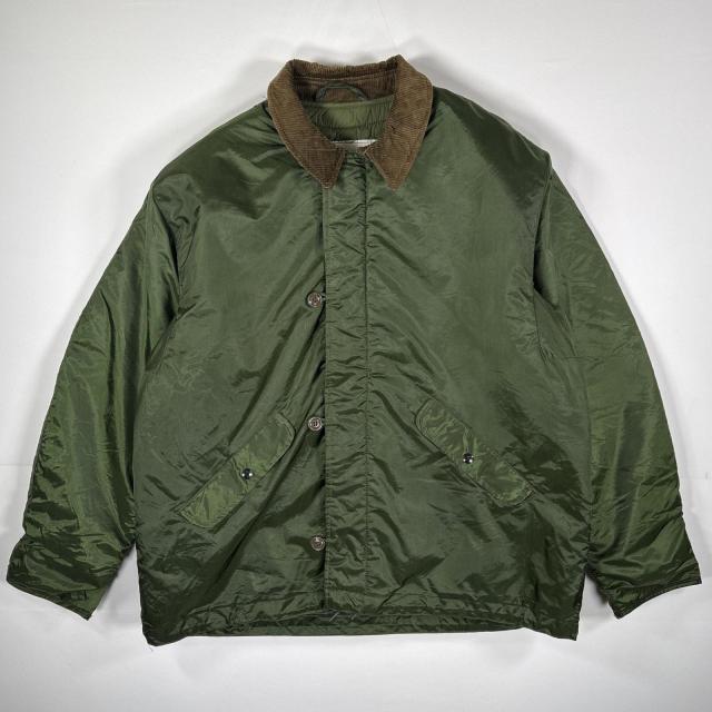 古着 80s/80年代 ヴィンテージ ミリタリージャケット デッキジャケット スコービルジッパー ステンシル入り XL  グリーン系 メンズ